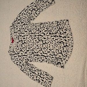 Jennifer Lopez Black and White Animal Print Top